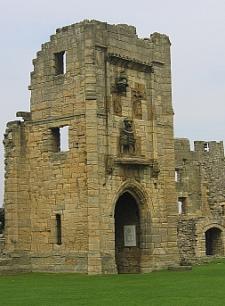 Warkworth Castle tower with Percy Lion